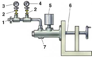 Схема проверки состояния переднего уплотнительного кольца на герметичность 