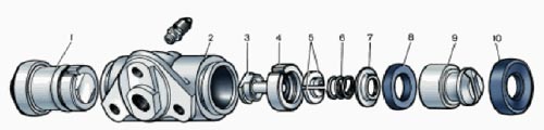 Детали колесного цилиндра с автоматическим утройством