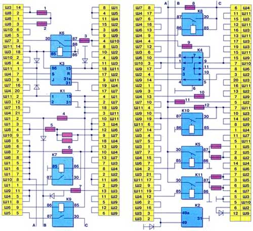 Схема соединений монтажного блока 17.3722
